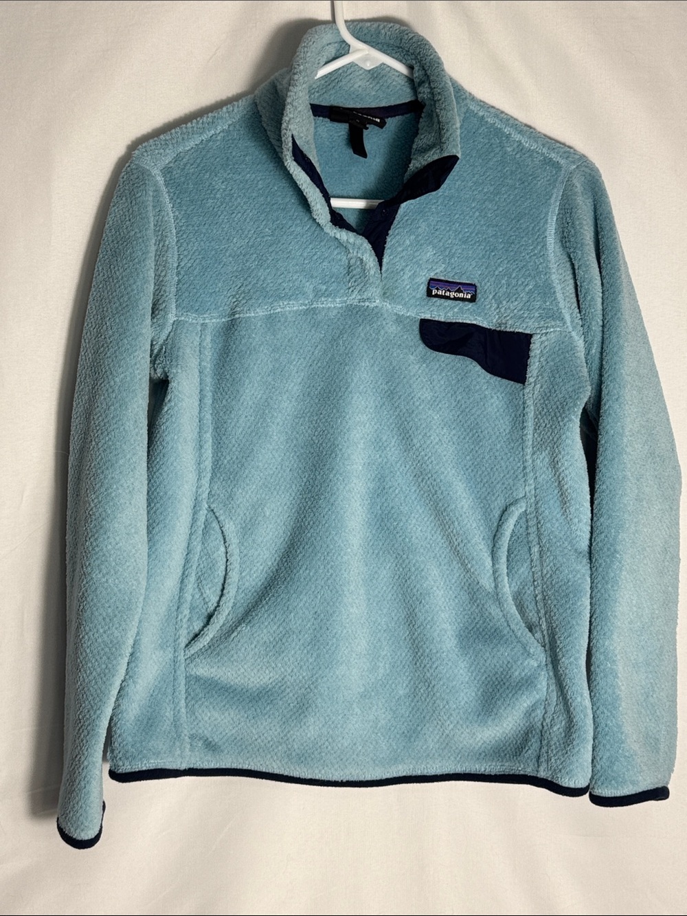 Patagonia Women’s Re-Tool Snap-T Fleece Pullover Medium Light Blue/Navy
